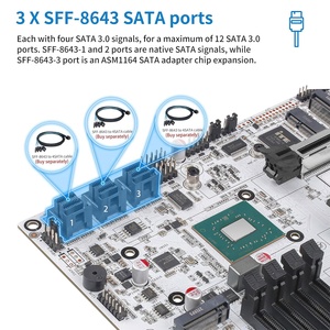 Carte mère NAS CWWK W680 12 baies, 4 x ECC UDIMM DDR5, <span class=keywords><strong>Micro</strong></span> ATX, LGA1700, 3 LAN vPro 2.5GB + 10GB + 2.5GB, 5 ports d'affichage - Product Image 4