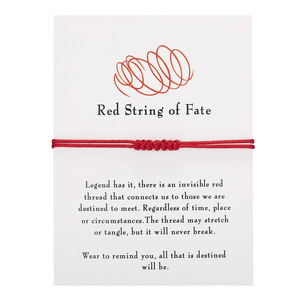 Moda Rojo Negro cuerda <span class=keywords><strong>7</strong></span> nudo <span class=keywords><strong>pulsera</strong></span> suerte amistad tejido cuerda ajustable cordón anudado <span class=keywords><strong>pulsera</strong></span> con tarjeta de regalo de papel - Product Image 4