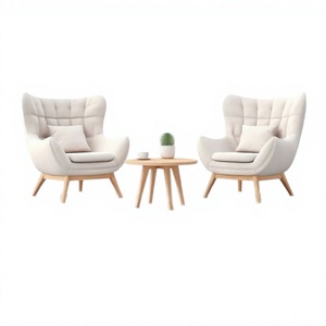 Fauteuil en tissu de luxe moderne avec structure en bois et rembourrage en mousse pour salon, chambre et extérieur - Chaise de détente - Product Image 2