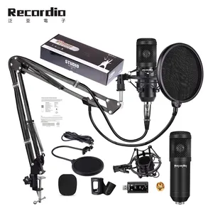 GAM-800 Foldable Mic Condenser Microphone Pro Audio Studio Sound Recording Arm Stand Filter