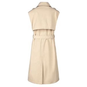 Manteau <span class=keywords><strong>trench</strong></span> <span class=keywords><strong>sans</strong></span> manches pour femme Boying, printemps-été, col à revers, double boutonnage, ceinture, polyester, écologique, respirant, long, ODM - Product Image 5
