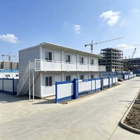 Bâtiment de bureau préfabriqué à deux étages en conteneurs, modulaire et portable, pour hôtel, logement de chantier, avec escalier pour camp de travail