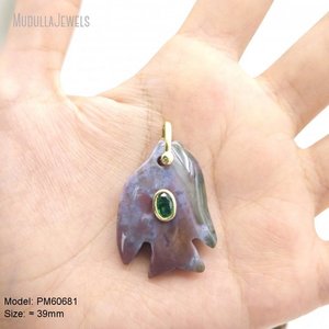 PM60280 Ciondolo a Forma di Mano di Hamsa in Cristallo Naturale Misto, Charm Placcato Oro 18K con Micro Pavé di Zirconi, Talismano Portafortuna per Gioielli Fai-da-Te - Product Image 5