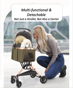 Kereta Dorong Hewan Peliharaan Berbahan Logam Lipat Ultra Ringan untuk Anjing dan Kucing Kecil/Sedang dengan 4 Roda yang Menggelinding dengan Lancar dan Jaring Bernapas - Product Image 5