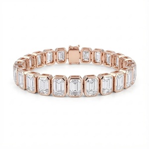 Pulsera de Diamantes Symphony con Bisel de Esmeralda - Oro de 9k, 14k, 18k - Product Image 3