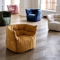 Fauteuil individuel rembourré en tissu chenille moderne et confortable, garni d'éponge, sans structure, idéal pour appartement et hôtel