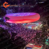 Décoration suspendue géante en forme de beignet gonflable pour festival de musique, forme personnalisée, éclairage LED, anneau circulaire gonflable, décoration extérieure