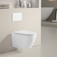 WC Monoblocco Allungato in Ceramica Bianca da Parete con Doppio Scarico e Superficie Smaltata Facile da Pulire per Bagno e Lavabo