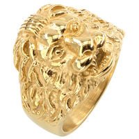 Offre Spéciale 316L acier inoxydable 18K or PVD couleur Europe amérique Canada mode hommes bague argent tête de lion à la mode hanche mariages