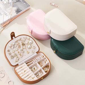 Supplier Custom Logo PU Leather Jewelry Storage Case for Studs Earrings Necklaces Bangles <b>Travel</b> Jewelry Organizer with Buckle - Product Image 1