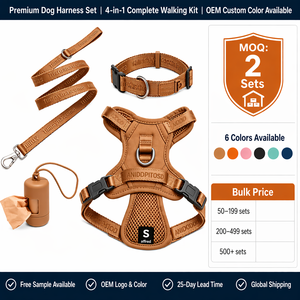 Harnais anti-traction pour chien avec collier et laisse, ensemble réglable et réfléchissant, gilet de protection pour animaux de compagnie avec porte-sac à <span class=keywords><strong>d</strong></span>éjections pour chiens de petite, moyenne et grande taille - Product Image 2