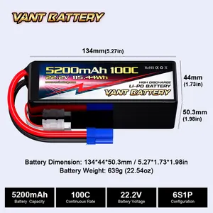 6S uavドローンバッテリー5200mah lipo 6s 22.2V 100C 4S/6S RC Lipoバッテリーfordrone Airplane RC Quadcopter Helicopter Car Truck