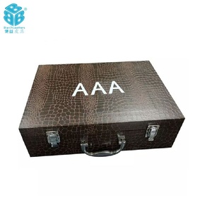 Customized High Quality Crocodile Pattern Solid Color Lock Wine Box Pu Leather Flannel Wine Box