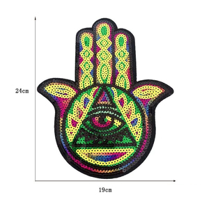Parches de lentejuelas de ojos malvados de gran tamaño Moq bajo al por mayor apliques bordados 3D con purpurina para planchar en bolso camisa - Product Image 6