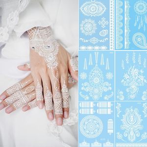 Tatouages temporaires au henné, henné blanc, <span class=keywords><strong>dentelle</strong></span>, faux tatouages autocollants pour femmes, filles, corps, <span class=keywords><strong>bras</strong></span>, jambes, mains, mariage - Product Image 1