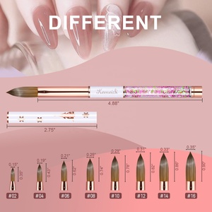 Pinceau à ongles en acrylique Kolinsky de haute qualité, manche métallique, vente directe usine Kemeisi, faible MOQ, offre spéciale Noël, pour ongles roses - Product Image 3