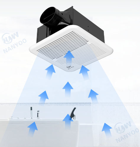 Ventilador de escape para baño, dispositivo de ventilación montado en el techo, color blanco, 125mm, 210CH H