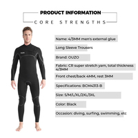Combinaison de plongée en apnée à manches longues personnalisée 4/3mm pour hommes crème solaire froid chaud surf imperméable grande taille pantalons longs pour