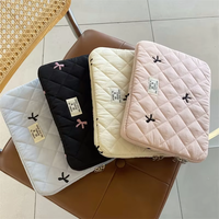 Nouveau sac d'ordinateur décontracté de couleur unie avec nœud mignon pour tablette et ordinateur portable, étui de protection avec doublure en polyester, extensible et pliable