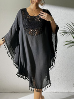 Robe de plage transparente en dentelle courte, à col en V profond, taille plus, pour femmes, fabriquée à la main, respirante, réversible