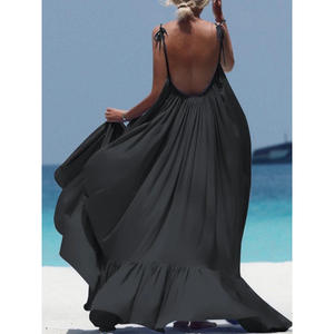 Boho – <span class=keywords><strong>robe</strong></span> <span class=keywords><strong>longue</strong></span> d'été dos nu à bretelles Spaghetti pour <span class=keywords><strong>femme</strong></span>, tenue de plage de style bohème pour la grossesse - Product Image 6