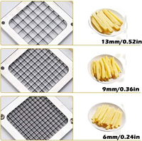 Coupe-frites professionnel en acier inoxydable pour frites, légumes et pommes de terre, avec 3 moules