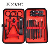 Coupe-ongles noir de bonne qualité ensemble d'outils de manucure de beauté 7/8/10/12/15/18/24 pièces/ensemble coupe-peaux mortes ensemble de manucure pédicure