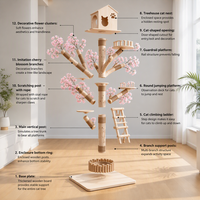Arbre à chat en bois véritable à texture d'écorce naturelle, design branche, idéal pour l'escalade, le grattage et le jeu des chats d'intérieur - Vente chaude
