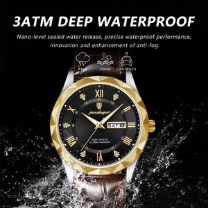 Montre-bracelet à quartz de luxe pour homme Drioshipping 2023, tendance mode, étanche, bracelet en cuir, affichage date et jour, boîtier en alliage - Product Image 4