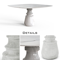 Meubles d'hôtel personnalisés, salles à manger de restaurant, table à manger carrée élégante en marbre blanc avec base sculpturale