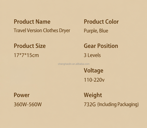 Séchoir à linge pliable mini avec chauffage rapide PTC pour les voyages et les dortoirs, sécheuse à vêtements portable et peu encombrante - Product Image 2