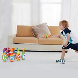 <span class=keywords><strong>Jeu</strong></span> <span class=keywords><strong>de</strong></span> <span class=keywords><strong>quilles</strong></span> pour enfants, jouets pour enfants <span class=keywords><strong>de</strong></span> 2 à 5 ans, garçons et filles, 10 épingles en mousse souple colorées pour l'intérieur, 2 boules <span class=keywords><strong>de</strong></span> <span class=keywords><strong>quilles</strong></span> imprimées <span class=keywords><strong>avec</strong></span> numéro - Product Image 5