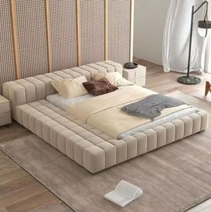 Минималистская кровать из ткани татами в скандинавском стиле, напольная низкая кровать, современная деревянная платформа для спальни - Product Image 3