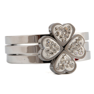 Anillo con Forma de Corazón en Tres Colores, con Incrustaciones, de Acero Inoxidable, Joyería de Moda para Mujer, Regalo - Product Image 4