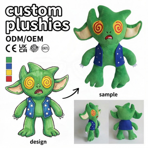 Fabricant de jouets en peluche personnalisés, mini-figurine en peluche Alien aux yeux en spirale, décorations de fête d'Halloween, porte-clés <span class=keywords><strong>poupée</strong></span> en vinyle personnalisé - Product Image 1
