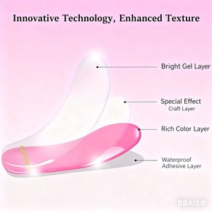 Autocollants pour <span class=keywords><strong>ongles</strong></span> en gel semi-durci 16 pièces bandes d'<span class=keywords><strong>ongles</strong></span> en gel souple à couverture complète <span class=keywords><strong>avec</strong></span> lampe adhésive UV/LED durci imperméable à l'eau longue durée - Product Image 4