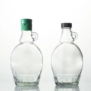 Groothandel 250Ml 8Oz Ahornsiroop Flessen Glas Honingglas Boltte Met Zwarte Ropp Plastic Deksel
