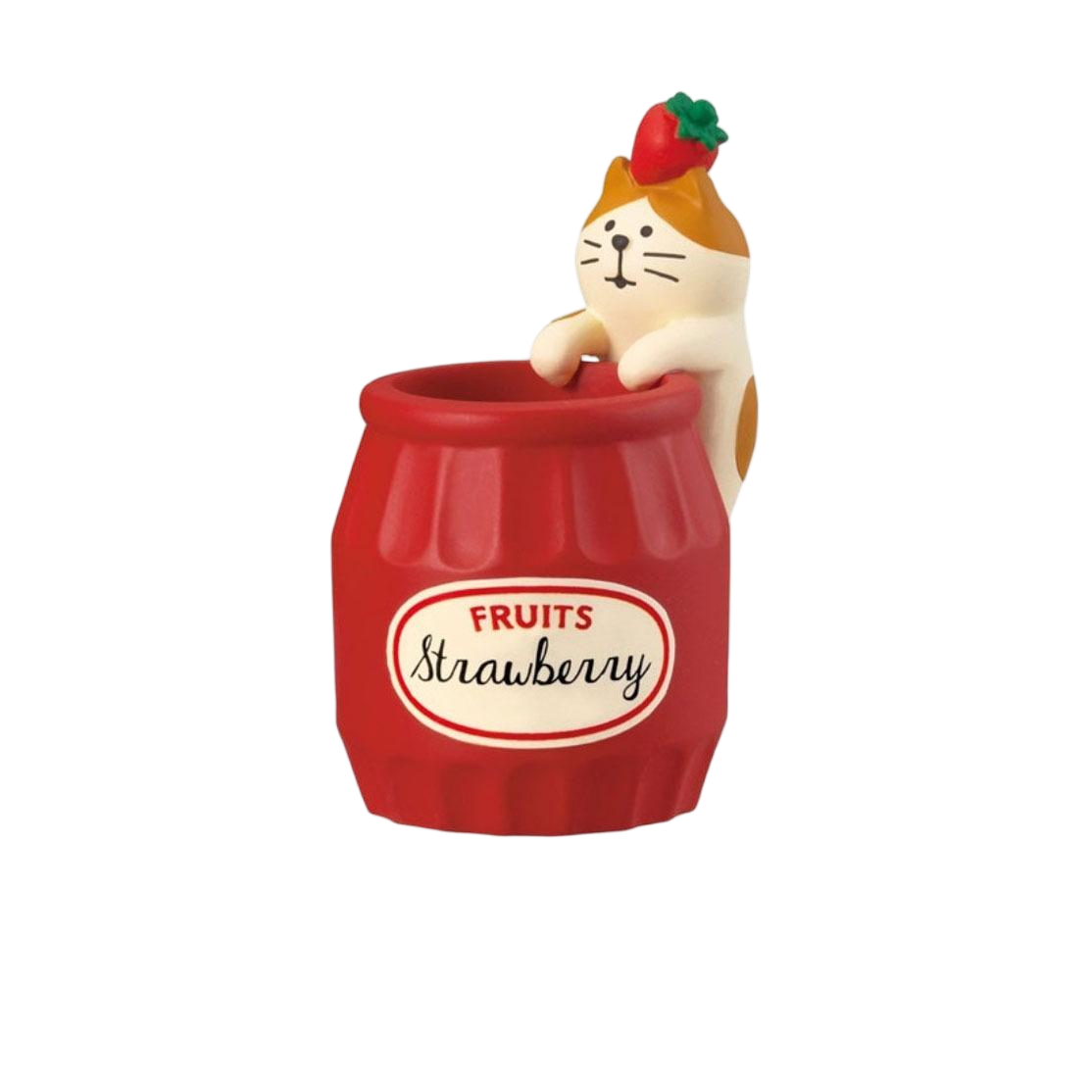 Pot de rangement chat fraise rouge