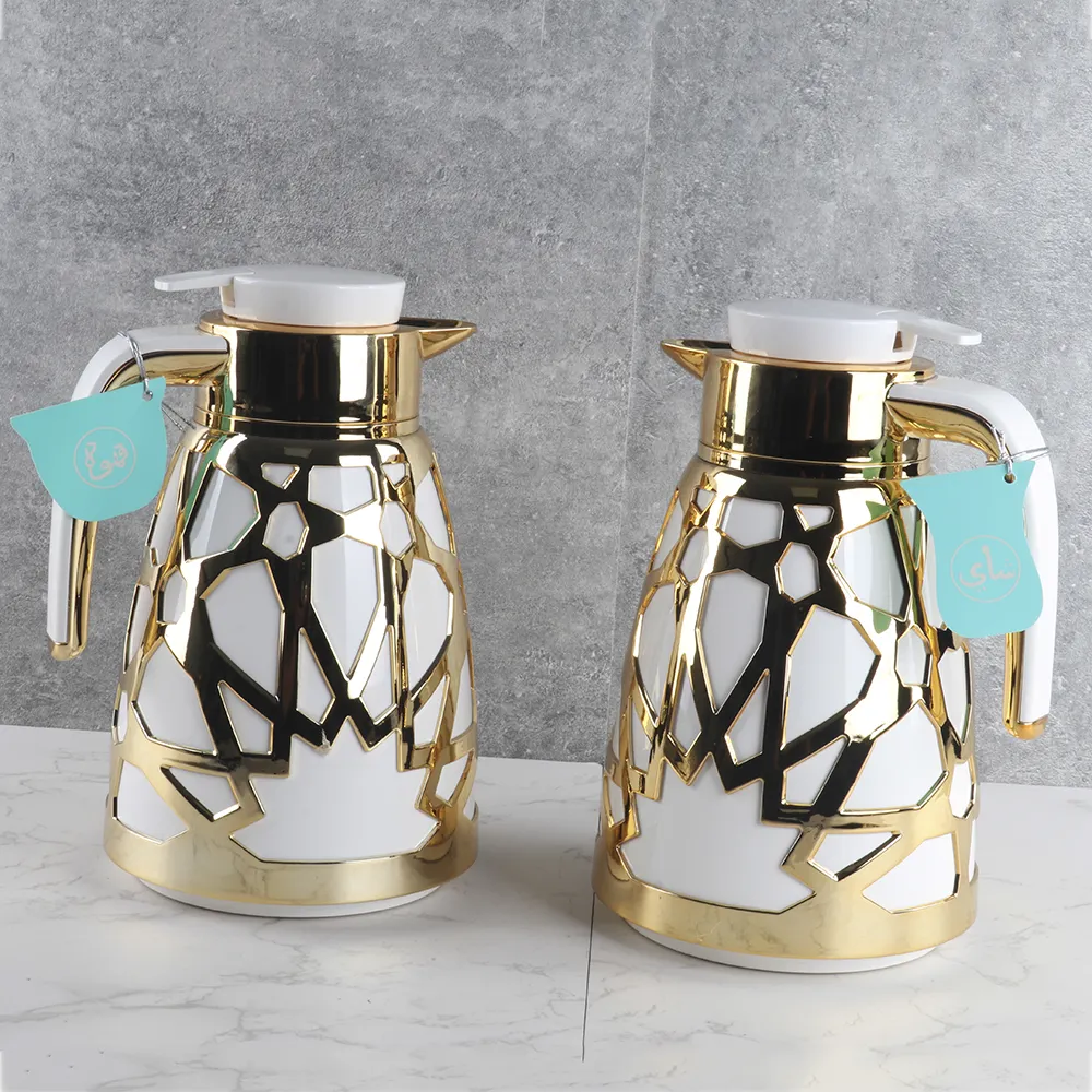 Langlebiger Luxus im arabischen Stil ausgehöhlter Schale Kaffeekanne 1.000 ml Vakuum-Dallahflasche Thermoskanne Teekanne