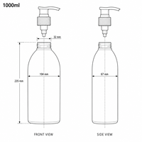 Bouteille Pompe en Plastique PE 1000ml, Impression Dorée/Soie, Étiquette Personnalisée, Vente Directe Usine, Emballage pour Shampoing, Lotion, Bébé, Enfant, Animaux, Salon