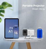 Mini-projecteur intelligent 720P Android 14 WiFi BT 5G avec mise au point manuelle, 3D, 8K, courte focale, projecteur de films portable avec support réglable