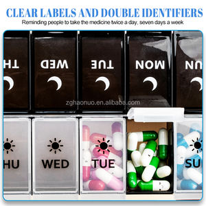 Usine grande capacité PP hebdomadaire pilule boîte de rangement 7 jours 2 fois par jour 14 compartiments AM.PM.mo rning <span class=keywords><strong>soir</strong></span>ée pilule organisateur boîte - Product Image 3