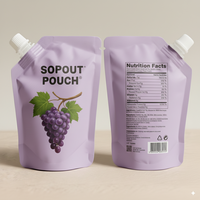 Emballage liquide en sachet avec bec verseur, en plastique imprimé personnalisé, écologique, 100 ml, 250 ml, 500 ml, pour jus de fruits, bière