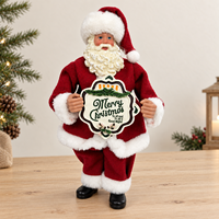 Figurine du Père Noël de 27 cm (10,6 pouces) avec inscription Joyeux Noël, costume rouge, décoration de table pour la maison et l'affichage en magasin