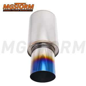Tubo de escape de acero inoxidable de 2 pulgadas de entrada, 4 pulgadas de salida, 5.5 pulgadas de cuerpo y 14.6 pulgadas de longitud total, silenciador de escape recto para automóvil - Product Image 3
