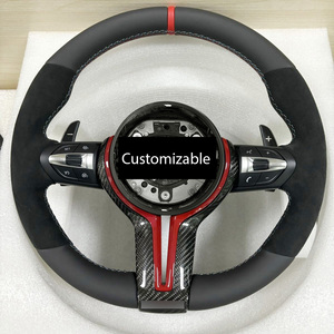 Volante Deportivo Redondo de Cuero con Cubierta de Fibra de Carbono Personalizada para <span class=keywords><strong>BMW</strong></span> <span class=keywords><strong>328i</strong></span> 540i E39 E46 E60 E90 <span class=keywords><strong>F10</strong></span> F15 F22 F16 2008-2019 - Product Image 1