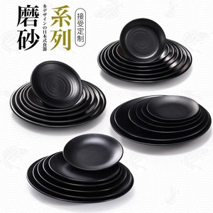 Melamine black round dessert plate, barbecue plate, <b>grilled</b> meat plate, cold dish plate, bone plate, plastic steak plate, - Product Image 3