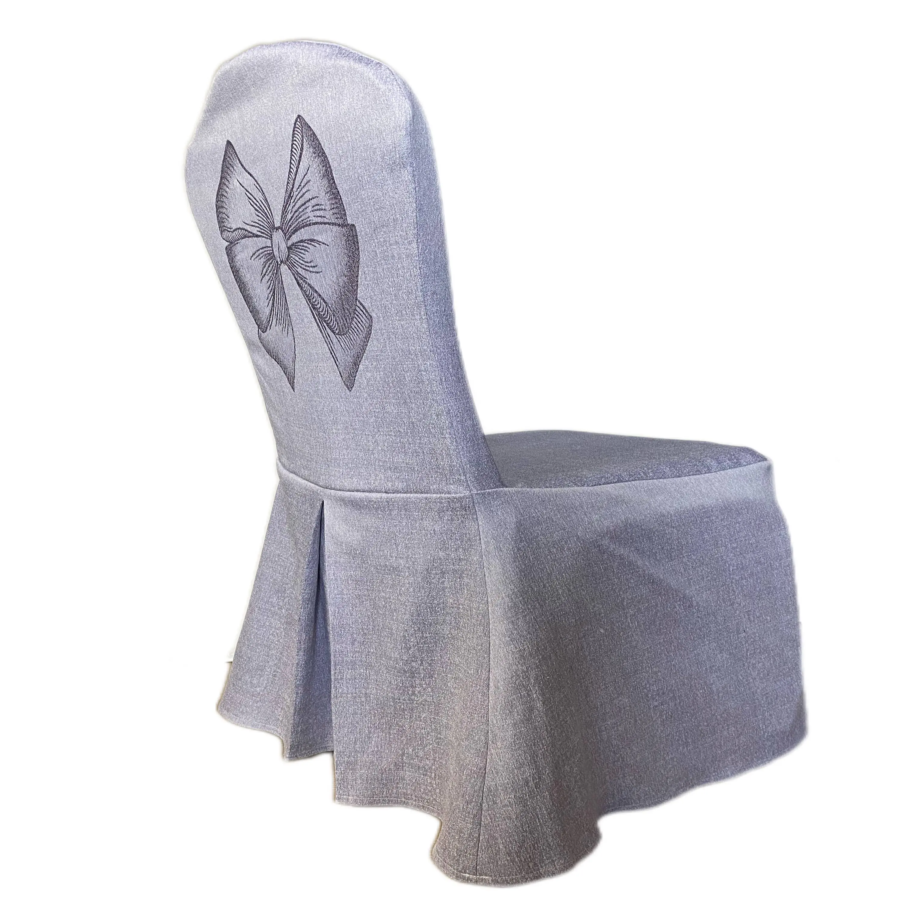 Personalizar profesionalmente jacquard Logo de alta calidad falda fundas para sillas para eventos de banquetes de boda
