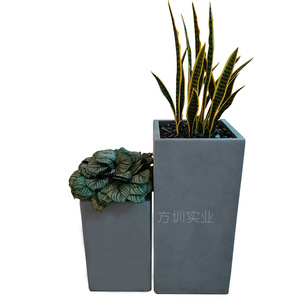 Fiberglass <b>Square</b> Floor <b>Planter</b> Modern Minimalist Indoor Shopping Mall Green Plant Container <b>Large</b> Size Combination - Product Image 5