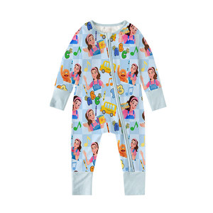 Vente en gros de combinaisons pour bébés personnalisées en tricot, pour garçons et filles, nouveau-nés, pyjamas en coton biologique et bambou, bodies pour bébés - Product Image 1